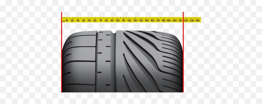 Tire Dimensions And Measurements - Width Of A Tire Png,Tire Tread Png