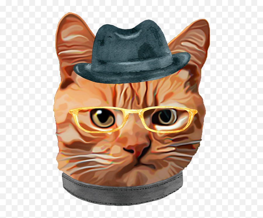 Cat Kitty Kitten In Clothes Yellow Glasses Gangster Hat Baseball T - Shirt Hat Png,Gangster Hat Png