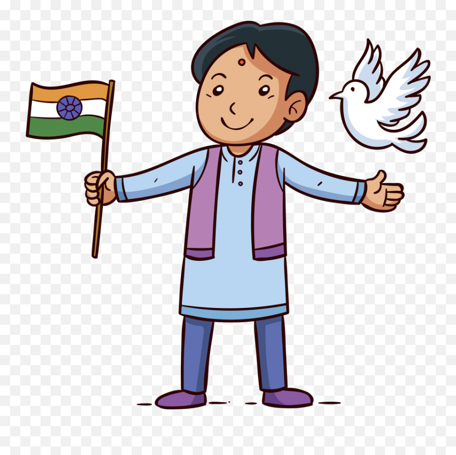 Boy Hanging An India Flag - Indian Flag In Cartoon Png,January Png - free  transparent png images 