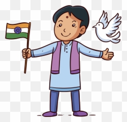 Boy Hanging An India Flag - Indian Flag In Cartoon Png,January Png