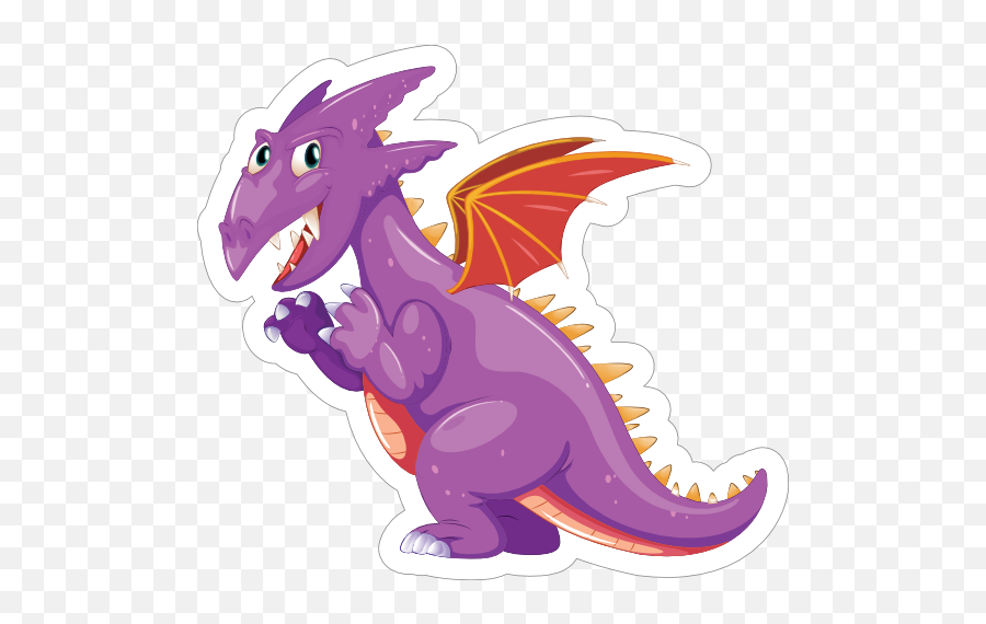 Cute Purple And Orange Dragon Sticker - Dragon With Wings Png,Cute Dragon Png