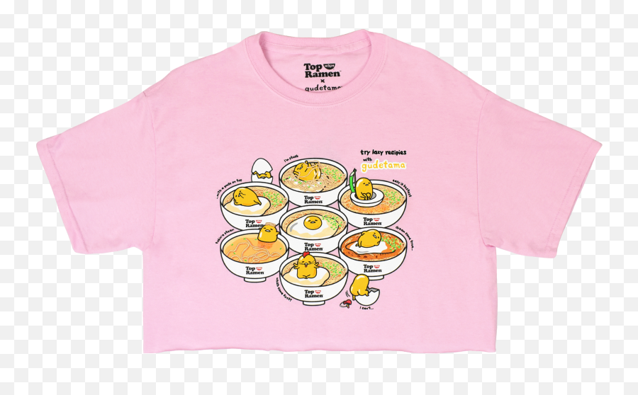 Top Ramen X Gudetama Pink Crop - Short Sleeve Png,Gudetama Transparent