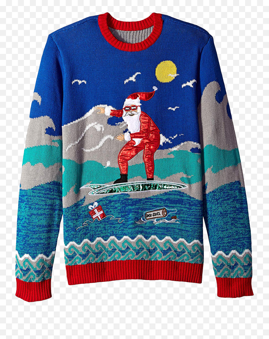 Surfing Santa Ugly Christmas Sweater Png