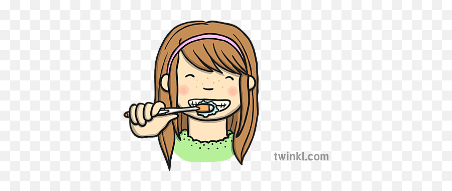 Brushing Teeth From Front Illustration - Twinkl Brush Teeth Twinkl Png,Brush Teeth Icon