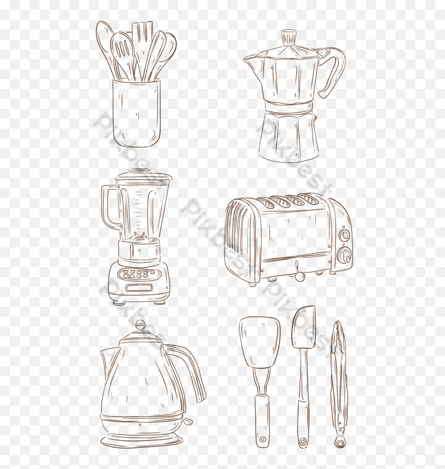 Kitchen Line Icon Ai Vector Download Psd Free - Coffee Percolator Png,Icon Kitchens