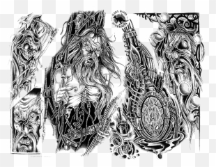 Tattoo With Transparent Background Img28 Black And White - Drawing Full Sleeve Tattoo Designs png