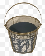 Vintage Wedgewood Jeanette Glass Ice Bucket W Brass Holder - Circle Png,Bucket Transparent Background