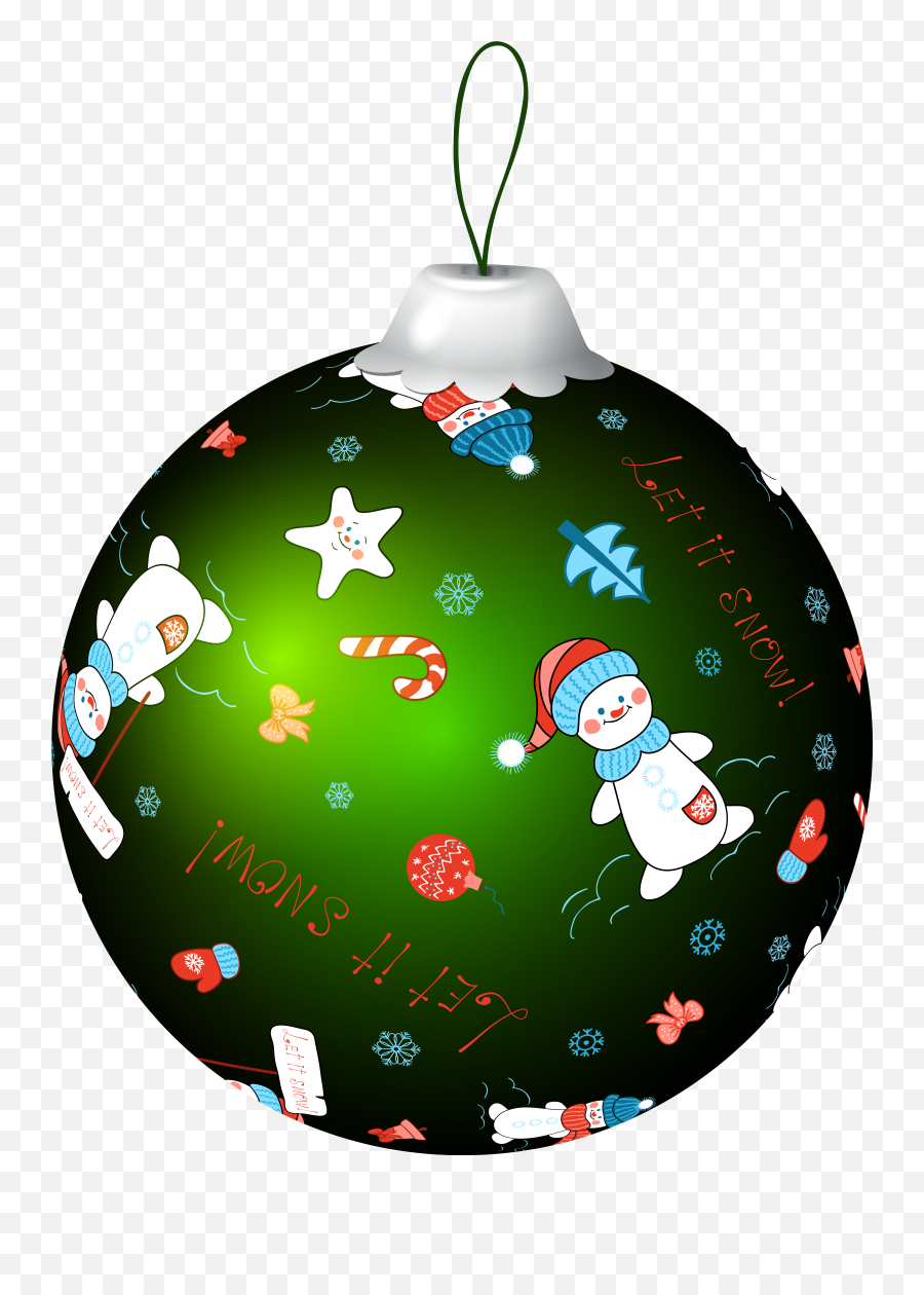 Green Christmas Ball With Snowman Png Clip Art Image - Christmas Ball Clipart,Christmas Ball Png