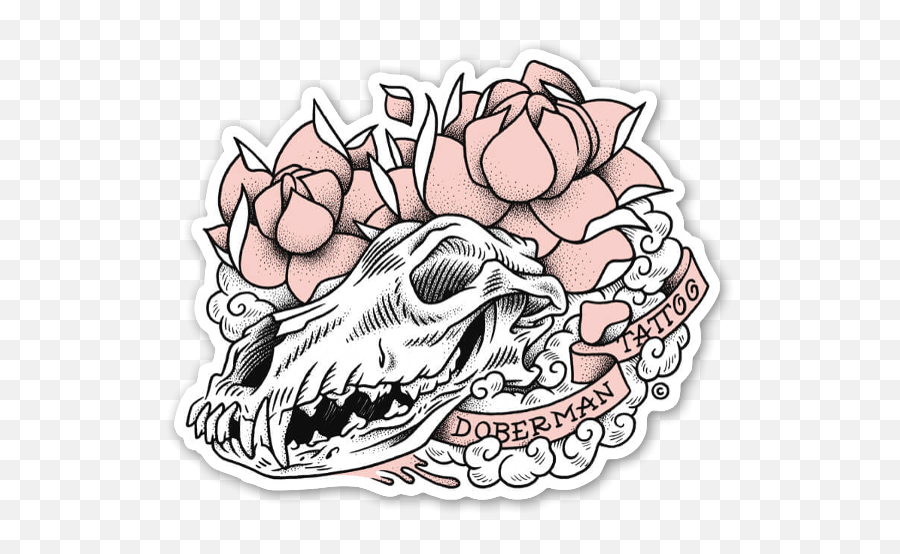 Doberman Skull - Stickerapp Doberman Skull Tattoo Png,Skull Tattoo Png