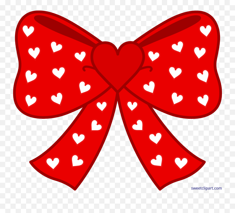 Red Bow With White Hearts Clip Art - Sweet Clip Art Cute Hearts Clipart Png,White Heart Transparent