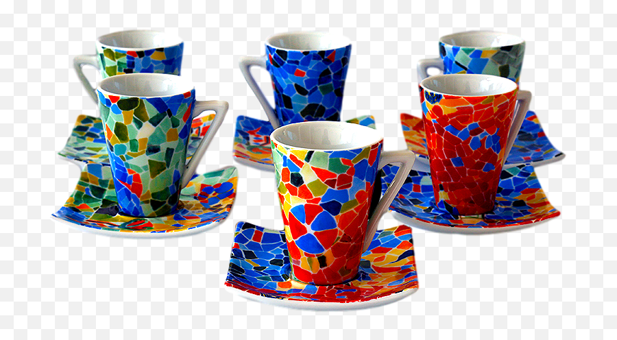 Set 6 Espresso Coffee Cups Dong Aurora - Gaudi Barcelona Shop Porcelain Png,Coffee Cup Transparent