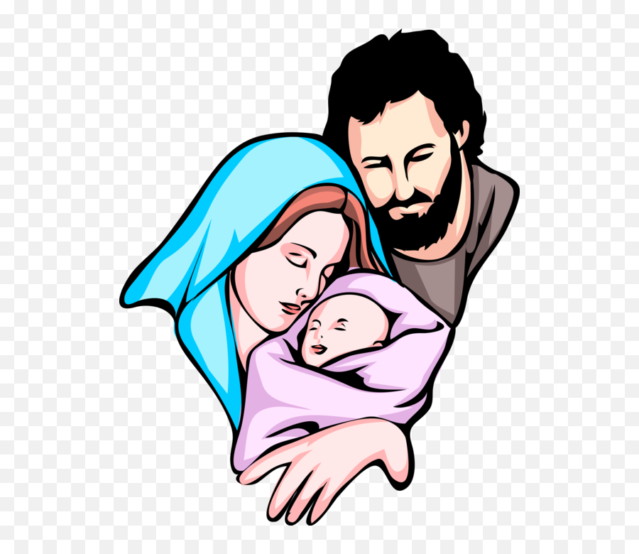 Jesus Mary And Joseph Royalty Free Vector Clip Art - Mary Christmas Baby Jesus Drawing Png,Baby Jesus Png