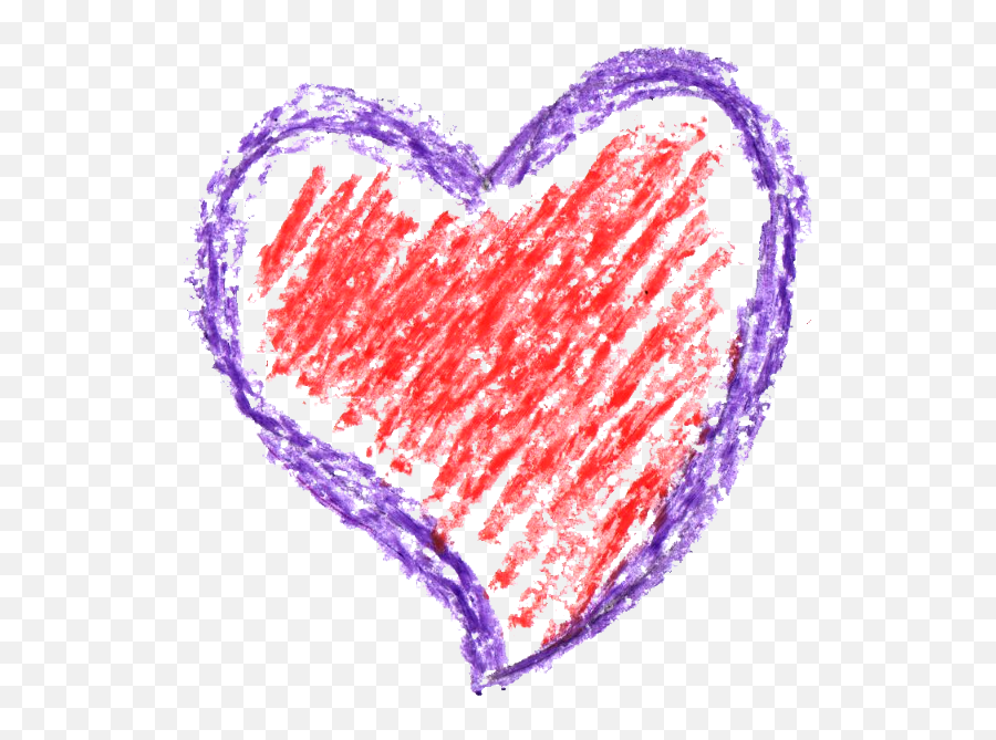 6 Crayon Heart Drawing Transparent - Heart Drawing Clipart Transparent Background Png,Crayons Png
