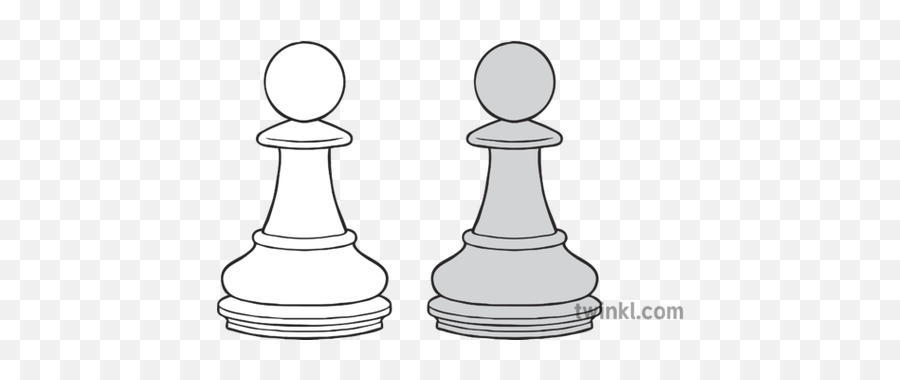 Pawn Chess Pieces Black And White Illustration - Twinkl Chest Game Piece Black And White Png,Chess Pieces Png