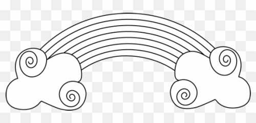 Cloud Black And White Rainbow With Clouds - Half Rainbow Black And White Clip Art png