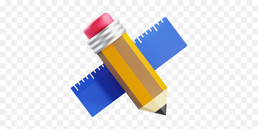 Premium Pencil And Ruler 3d Illustration Download In Png - Cylinder,P1 Icon