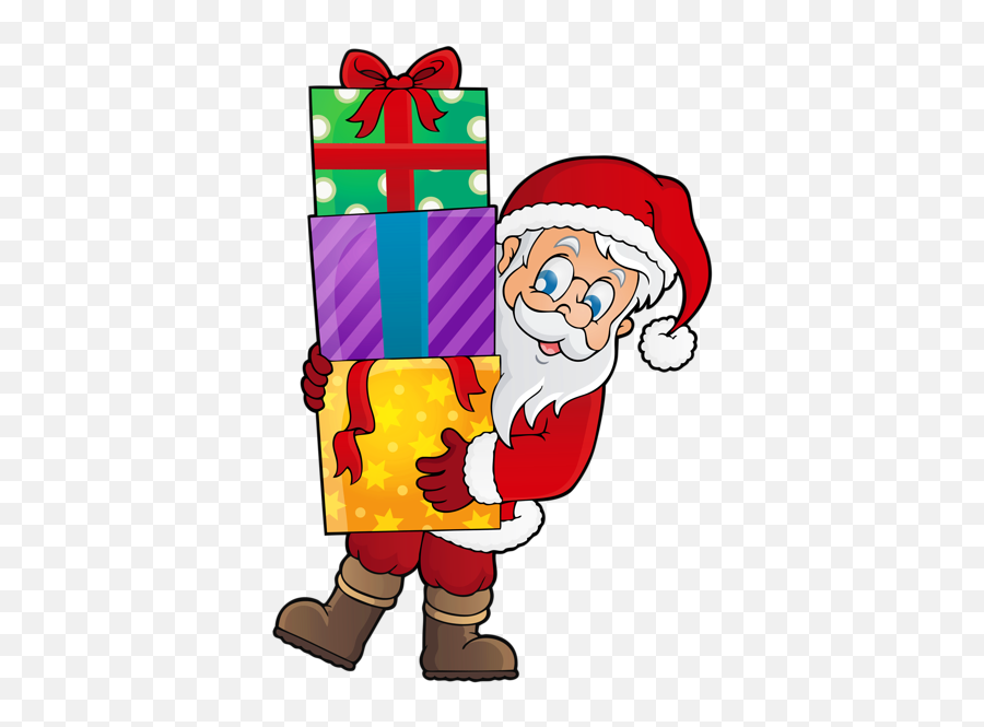 Transparent Santa With Presents Png Clipart - Santa With Presents Clipart,Santa Hat Transparent Background Png