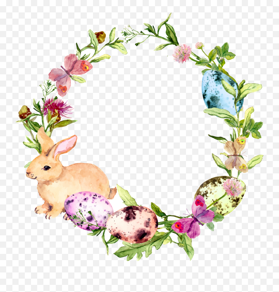 Easter Printed Designs - Easter Wreath Watercolour Png,Easter Border Png