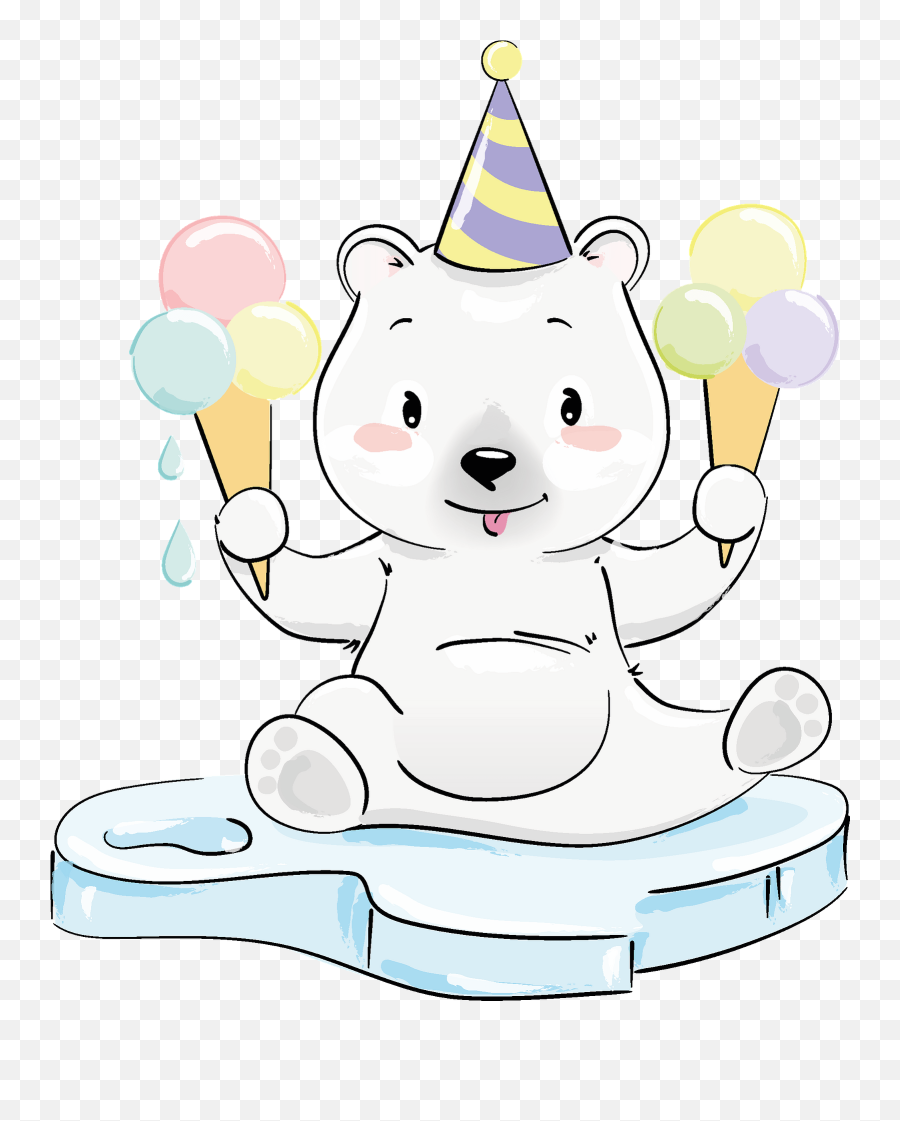 Cute Polar Bear With Ice Cream Clipart - Happy Png,Ice Bear Png