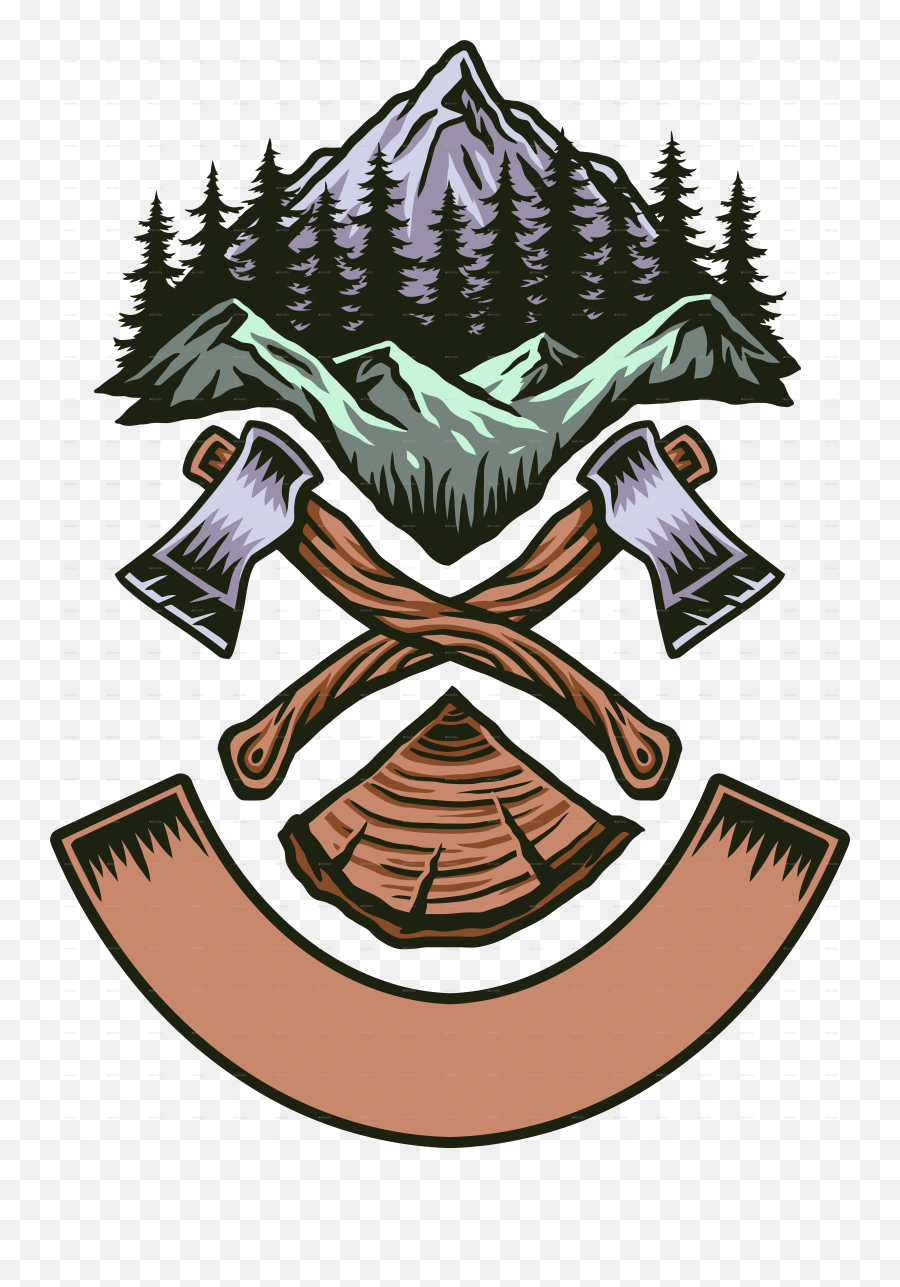 Vector Illustration Of Axe And Mountain - Drawing Png,Cartoon Mountain Png