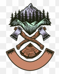 Vector Illustration Of Axe And Mountain - Drawing png