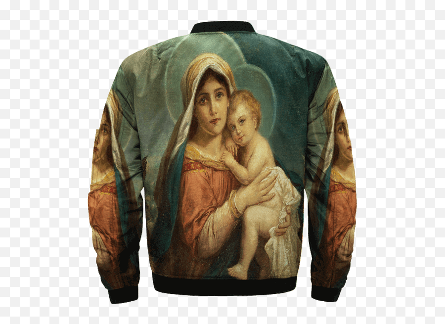 Baby Jesus Png - Com Mary And Baby Jesus Over Print Jacket Long Sleeve,Baby Jesus Png