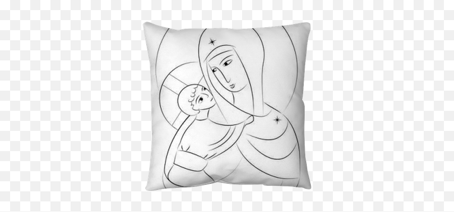 Blessed Virgin Mary Madonna With Child Icon Abstract Drawing Throw Pillow U2022 Pixers - We Live To Change Decorative Png,Annunciation Icon