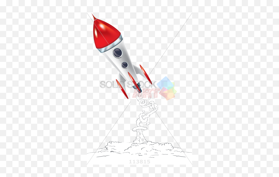 Stock Illustration Of Rocket Blasting Off With Smoke And Rings - Sketch Png,Missile Transparent Background