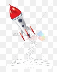 Stock Illustration Of Rocket Blasting Off With Smoke And Rings Traspant Background - Sketch png