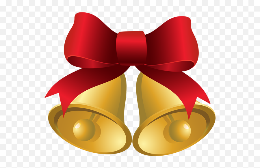 Bells With Red Bow Png Clipart - Christmas Gold Bells Clipart,Gold Bow Png