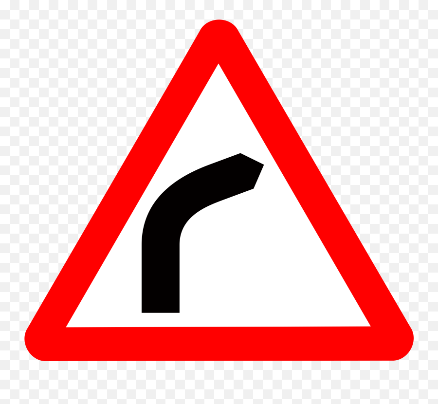 Download Hd Curved Road Clipart Png - Sharp Curve Bend To Right Road Sign,Road Clipart Png
