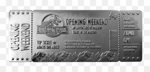 Jurassic Park Limited Edition 999 Silver Plated Opening Weekend Vip Ticket Preorder - Merchoid Golden png