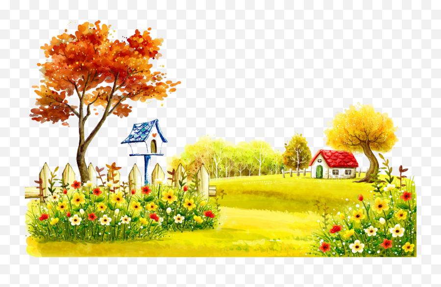 Theatrical Illustration Autumn Village - Tik Tok Punjabi Poetry Png,Landscape Png