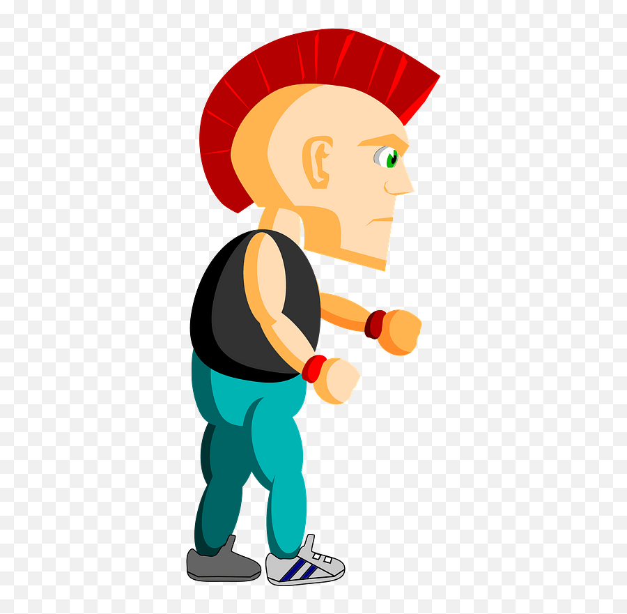 Punk With A Red Mohawk Clipart - Punk Run Animation Png,Mohawk Png