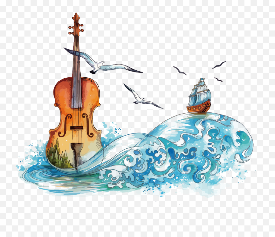 Download Hd Violin Watercolor Painting - Watercolor Violin Instruments Png,Violin Transparent Background