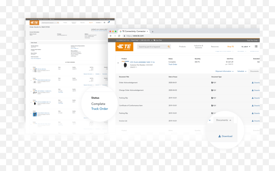 Order Status New And Improved Te Connectivity - Technology Applications Png,Te Connectivity Logo