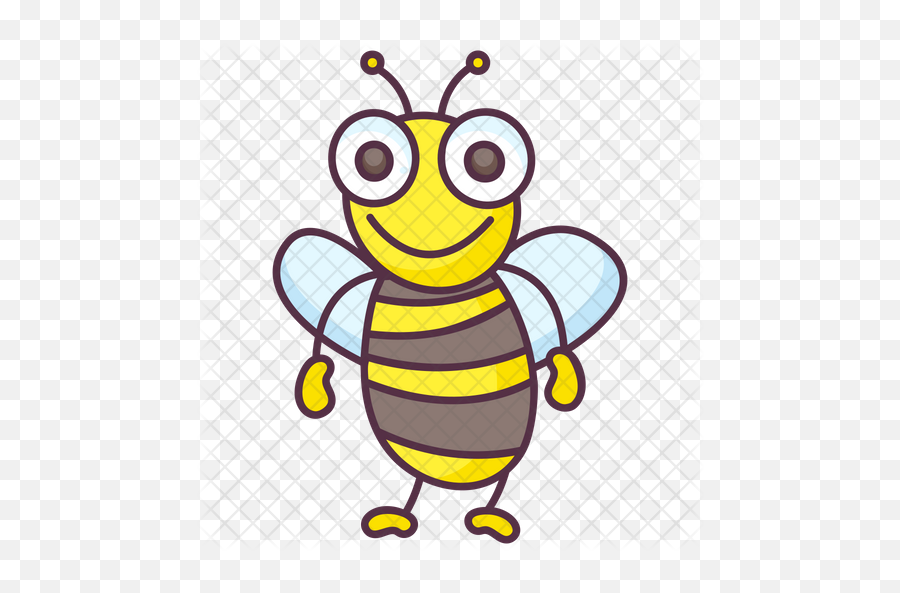 Smiling Bee Icon Of Colored Outline - Honeybee Png,Bee Emoji Png
