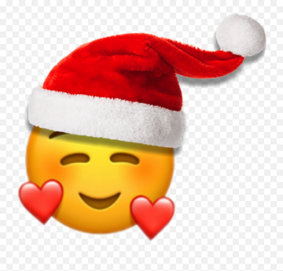 Download Christmas Sticker - Smiling Face With 3 Hearts Emoji With Hearts Around Face Png,Hearts Emoji Png