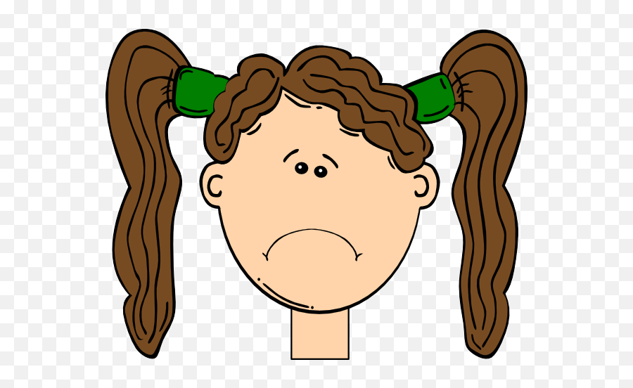 Sad Brown Hair Girl Clip Art - Vector Clip Art Cartoon Girl Face Png,Brown Hair Png