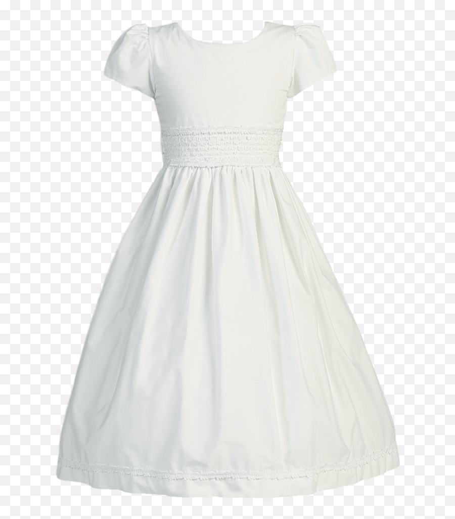 White Smocked Cotton Girls Communion Dress W - White Cotton Cocktail Dress Png,Communion Png