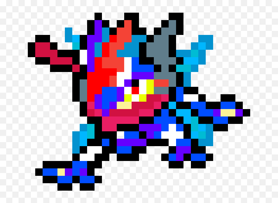 Pixilart - Ash Greninja By Anonymous Shiny Greninja Pixel Art Png,Ash ...