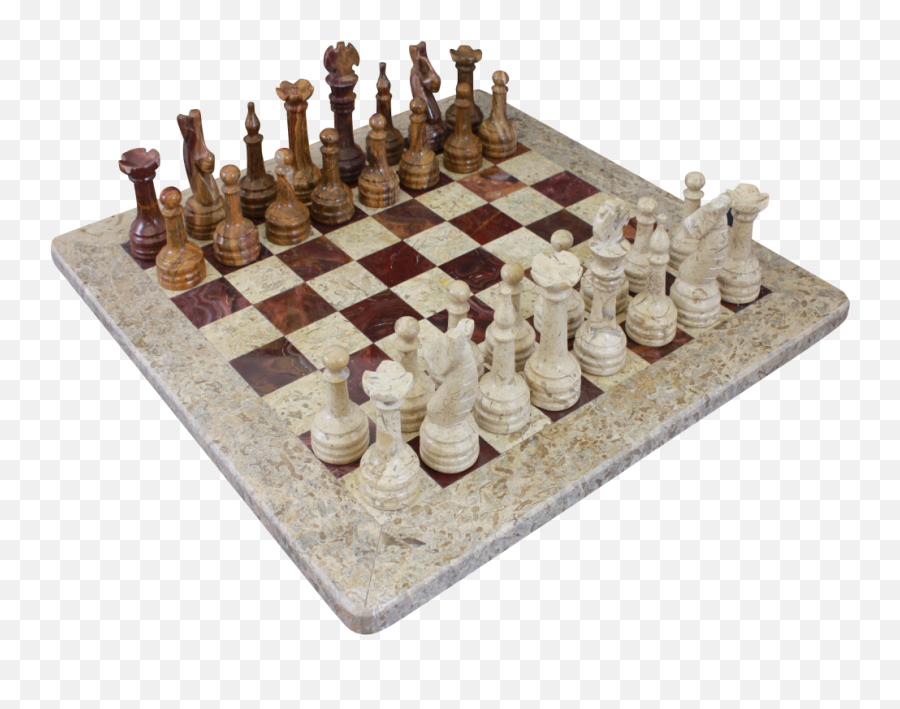 Chess Set - Fossil Stone U0026 Red Onyx With Personalization Png,Chess Board Png