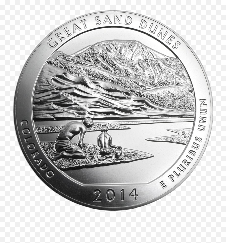 Pre - Owned 2014 Atb Great Sand Dunes National Park 5oz Silver Coin Vat Free Great Sand Dunes National Park And Preserve Png,Sand Dunes Png