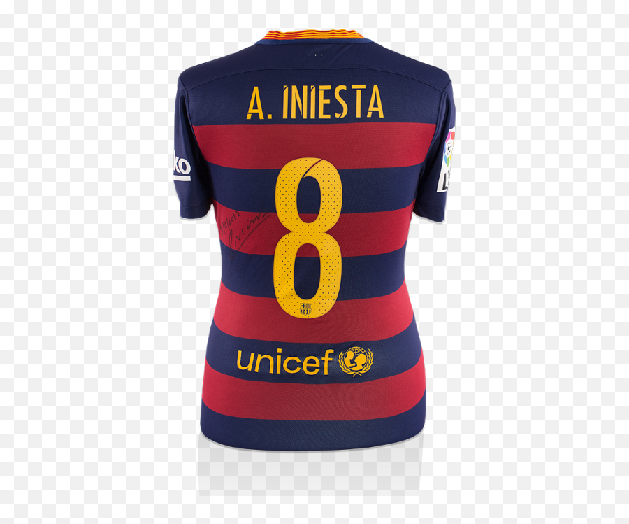 Match Worn Andres Iniesta Signed El Clasico Fc Barcelona 2015 - 16 Home Shirt Short Sleeve Png,Football Manager 2015 Icon
