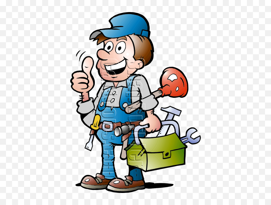 Plumbing Handyman With Tools - Handyman Plumbing Clipart Funny Maintenance Man Cartoon Png,Handyman Png