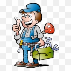 Plumbing Handyman With Tools - Handyman Plumbing Clipart Funny Maintenance Man Cartoon Png,Handyman Png