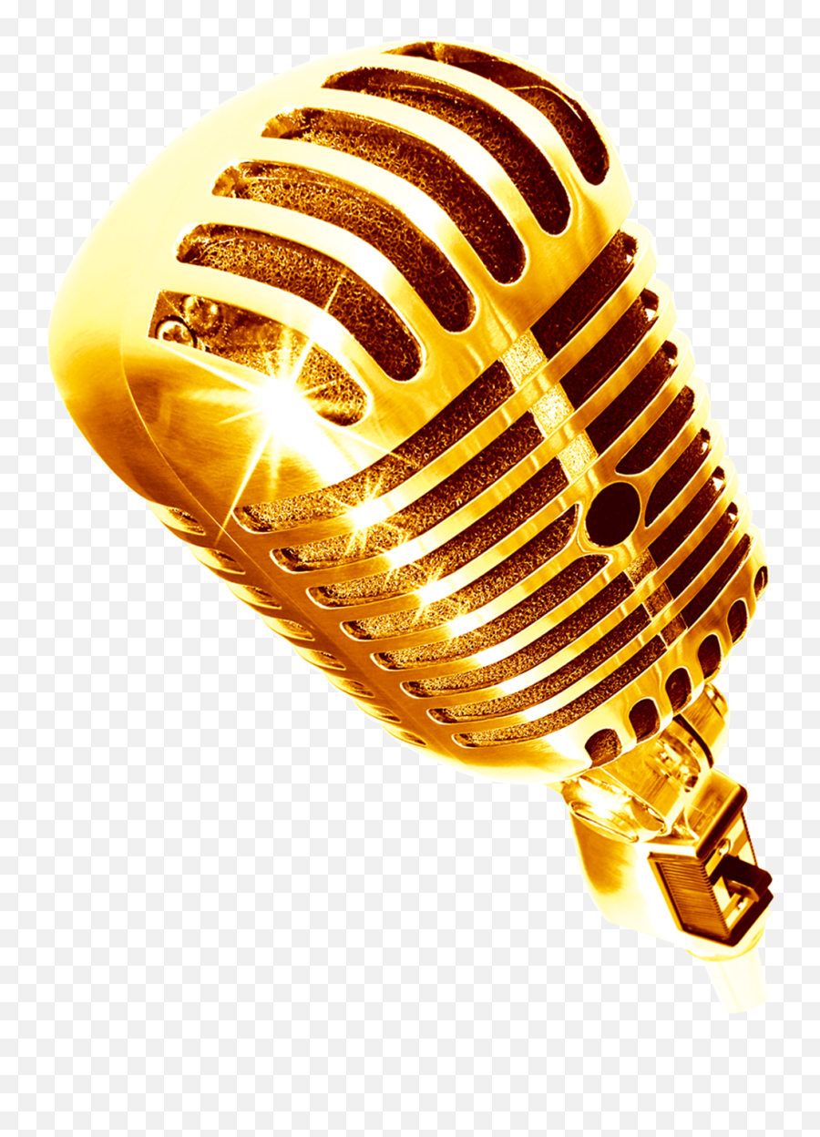 Golden Microphone - Transparent Background Gold Mic Png,Microphone Transparent Background