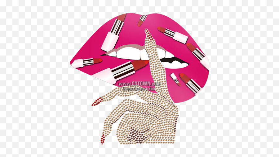 Shh Fashion Lady Lips Printable Glitter Transfer - Cstown Illustration Png,Shh Png