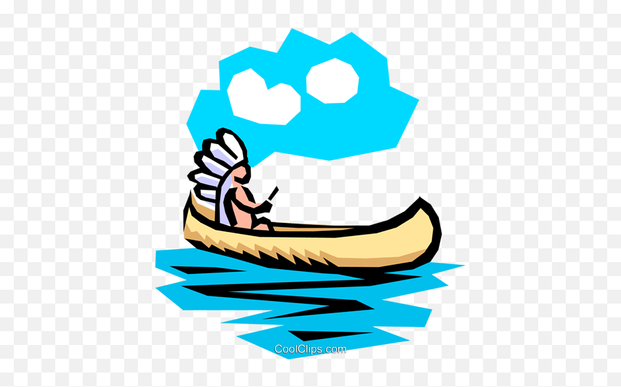 Indian Canoe Royalty Free Vector Clip Art Illustration - Indio Na Canoa Desenho Png,Canoe Png