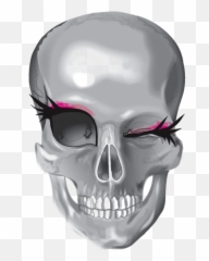 Female Skull Png - Art Skull Female Lashes Stickers Sugar Skull With Lashes,Skull Face Png